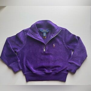 Polo by Ralph Lauren Kids Purple Corded Quarter-Zip Pullover